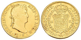 Fernando VII (1808-1833). 2 escudos. 1826. Sevilla. JB. (Cal-269). Au. 6,70 g. Ligeramente limpiada. MBC-/MBC+. Est...260,00.