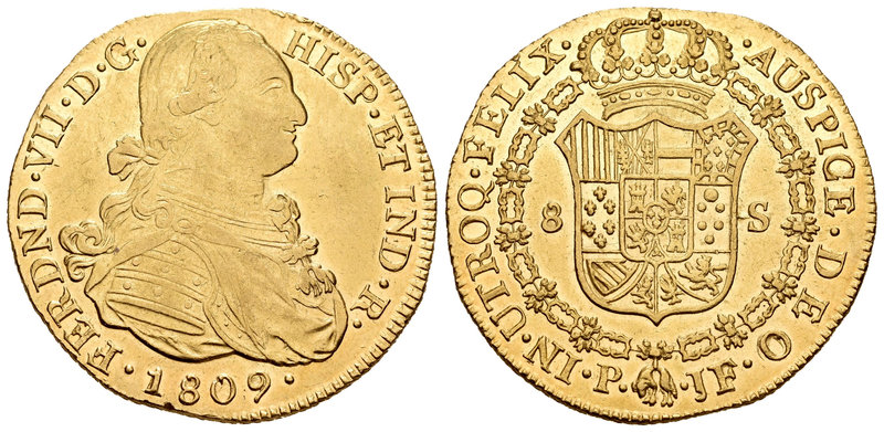 Fernando VII (1808-1833). 8 escudos. 1809. Popayán. JF. (Cal-65). (Cal onza-1275...