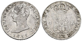 José Napoleón (1808-1814). 4 reales. 1811. Madrid. AI. (Cal-55). Ag. 5,88 g. MBC-. Est...60,00.