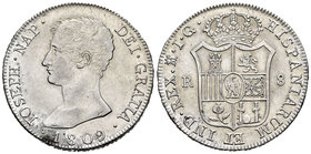José Napoleón (1808-1814). 8 reales. 1809. Madrid. IG. (Cal-33). Ag. 27,24 g. Buen ejemplar. Escasa. EBC-/EBC. Est...600,00.
