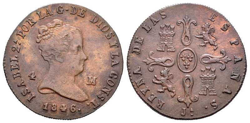 Isabel II (1833-1868). 4 maravedís. 1846. Jubia. (Cal-516). Ae. 4,08 g. Rayitas ...