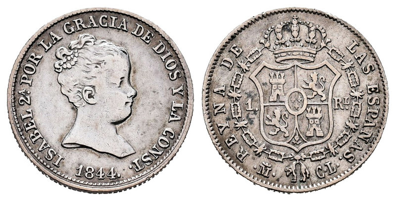 Isabel II (1833-1868). 1 real. 1844. Madrid. CL. (Cal-413). Ag. 1,47 g. Ex colec...