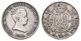Isabel II (1833-1868). 1 real. 1844. Madrid. CL. (Cal-413). Ag. 1,47 g. Ex colección Permanyer, lote 278. MBC-/MBC. Est...40,00.