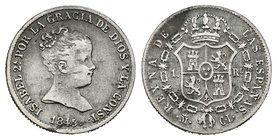 Isabel II (1833-1868). 1 real. 1845. Madrid. CL. (Cal-414). Ag. 1,48 g. MBC-. Est...30,00.
