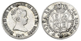 Isabel II (1833-1868). 1 real. 1847. Madrid. CL. (Cal-415). Ag. 1,49 g. MBC+. Est...40,00.