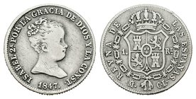 Isabel II (1833-1868). 1 real. 1847. Madrid. CL. (Cal-415). Ag. 1,44 g. BC+. Est...15,00.