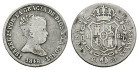Isabel II (1833-1868). 1 real. 1848. Madrid. CL. (Cal-416). Ag. 1,41 g. BC. Est...15,00.