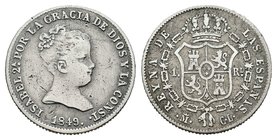Isabel II (1833-1868). 1 real. 1849. Madrid. CL. (Cal-417). Ag. 1,28 g. BC+. Est...15,00.