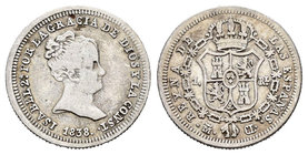 Isabel II (1833-1868). 1 real. 1853. Madrid. CL. (Cal-409). Ag. 1,43 g. Escasa. BC+. Est...18,00.
