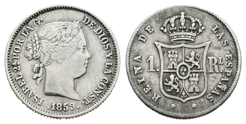 Isabel II (1833-1868). 1 real. 1859. Madrid. (Cal-421). Ag. 1,26 g. MBC-. Est......