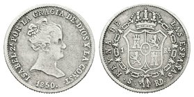 Isabel II (1833-1868). 1 real. 1850. Sevilla. RD. (Cal-430). Ag. 1,22 g. BC+. Est...20,00.