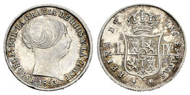 Isabel II (1833-1868). 1 real. 1853. Sevilla. (Cal-435). Ag. 1,30 g. MBC+. Est...45,00.