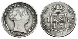 Isabel II (1833-1868). 1 real. 1853. Sevilla. (Cal-435). Ag. 1,22 g. MBC-. Est...15,00.