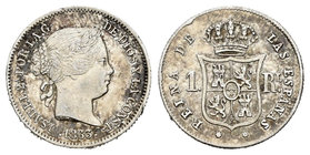 Isabel II (1833-1868). 1 real. 1863. Sevilla. (Cal-443). Ag. 1,30 g. MBC+/MBC. Est...35,00.