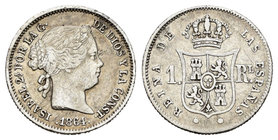 Isabel II (1833-1868). 1 real. 1864. Sevilla. (Cal-444). Ag. 1,29 g. MBC-. Est...15,00.