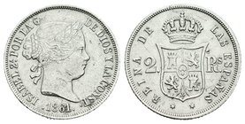 Isabel II (1833-1868). 2 reales. 1861. Madrid. (Cal-370). Ag. 2,52 g.  Marcas en anverso. MBC-. Est...25,00.
