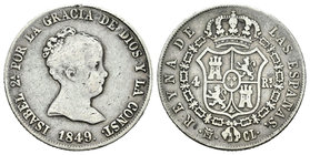 Isabel II (1833-1868). 4 reales. 1849. Madrid. CL. (Cal-296). Ag. 5,11 g. BC+. Est...25,00.