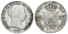 Isabel II (1833-1868). 4 reales. 1853. Madrid. (Cal-300). Ag. 5,11 g. BC+. Est...30,00.