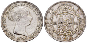 Isabel II (1833-1868). 20 reales. 1850. Madrid. CL. (Cal-170). Ag. 25,81 g. Bonito color. MBC+. Est...180,00.