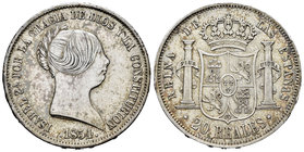 Isabel II (1833-1868). 20 reales. 1854. Madrid. (Cal-174). Ag. 25,76 g. Manchas. MBC+. Est...140,00.