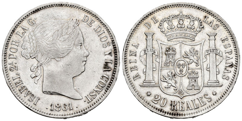 Isabel II (1833-1868). 20 reales. 1861. Madrid. (Cal-183). Ag. 25,96 g. Leves go...