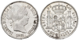 Isabel II (1833-1868). 20 reales. 1861. Madrid. (Cal-183). Ag. 25,96 g. Leves golpecitos. MBC+. Est...120,00.