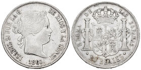 Isabel II (1833-1868). 20 reales. 1860. Sevilla. (Cal-198). Ag. 25,83 g. Escasa. MBC-. Est...200,00.
