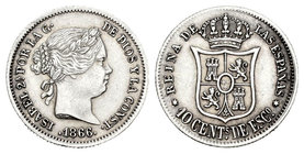Isabel II (1833-1868). 10 céntimos de escudo. 1866. Madrid. (Cal-446). Ag. 1,35 g. EBC-. Est...60,00.