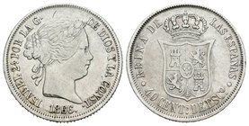 Isabel II (1833-1868). 40 céntimos de escudo. 1866. Madrid. (Cal-338). Ag. 5,02 g. Marca en anverso. MBC-. Est...20,00.
