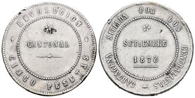 Revolución Cantonal. 5 pesetas. 1873. Cartagena (Murcia). (Cal-5). Ag. 25,90 g. Coincidente. Golpes. MBC. Est...160,00.