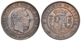 Carlos VII (1872-1876). 5 céntimos. 1875. Bruselas. (Cal-10). Ae. 4,84 g. MBC+. Est...50,00.