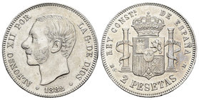 Alfonso XII (1874-1885). 2 pesetas. 1882*18-82. Madrid. (Cal-51). Ag. 9,92 g. EBC-. Est...50,00.