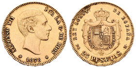 Alfonso XII (1874-1885). 25 pesetas. 1878*18-78. Madrid. DEM. (Cal-6). Au. 8,04 g. MBC+. Est...250,00.