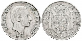 Alfonso XII (1874-1885). 50 centavos. 1885. Manila. (Cal-86). Ag. 12,83 g. BC+. Est...40,00.