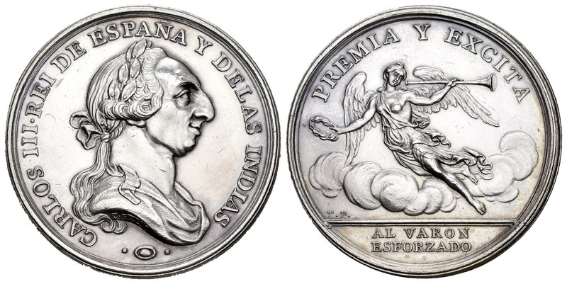 Carlos III (1759-1788). Medalla. (H-319). Rev.: PREMIA Y EXCITA. Ángel con láure...