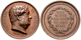 Medalla. (Vives-826). Au. 56,22 g. Salustiano de Olozaga. Grabador: Fernández. 45 mm. EBC-/EBC. Est...60,00.