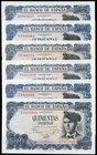 500 pesetas. 1971. Madrid. (Ed 2017-473a). 23 de julio, Jacinto Verdaguer. Lote de 6 billetes diferentes series. Uno de ellos con pequeñas manchas de ...