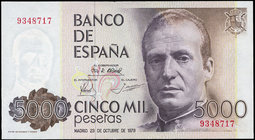 5000 pesetas. 1979. Madrid. (Ed 2017-478). 23 de octubre, Juan Carlos I. Sin serie. Mínima rotura en margen superior. EBC. Est...40,00.