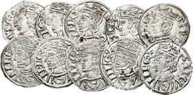 Lote de 10 cornados de Sancho IV de Burgos con B y estrella a los lados de la cruz. A EXAMINAR. EBC-/MBC+. Est...250,00.