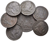 Lote de 7 monedas de bronce, 2 maravedís de Carlos III Segovia (4), 4 maravedís de Carlos IV Segovia (1) y 2 maravedís de Carlos IV Segovia (2). A EXA...