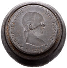 Cuño original de anverso de 5 pesetas de 1889 de Alfonso XIII para la acuñación de moneda falsa. Muy interesante. Muy raro. MBC+. Est...350,00.