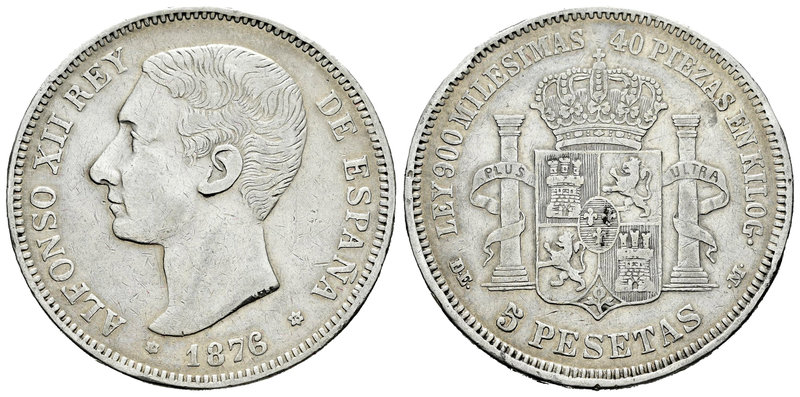 Alfonso XII (1874-1885). 5 pesetas. 1876*18-76. Madrid. D/EMM. (Vti-105F variant...