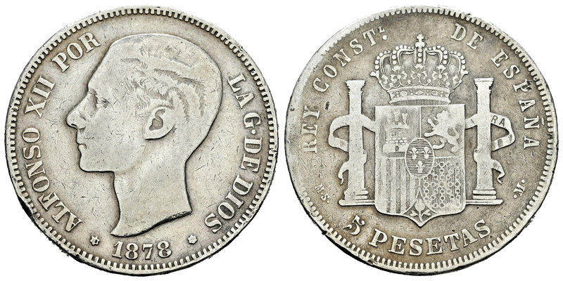 Alfonso XII (1874-1885). 5 pesetas. 1878*18-78. Madrid. MSM. (Vti-108Fe). Ag. 22...