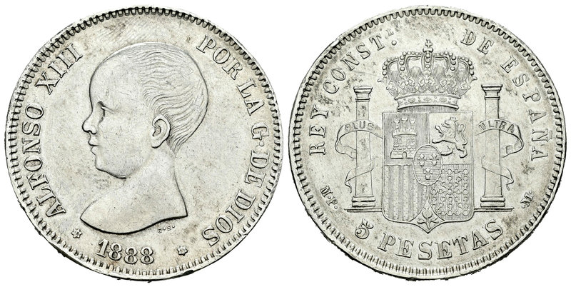 Alfonso XIII (1886-1931). 5 pesetas. 1888*18-88. Madrid. MPM. (Vti-120F). Ag. 23...
