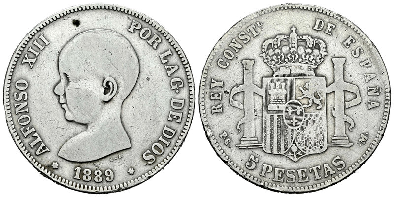Alfonso XIII (1886-1931). 5 pesetas. 1889*_ _-_ _. Madrid. PGM. (Vti-121Fc). Ag....