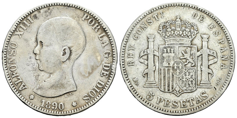 Alfonso XIII (1886-1931). 5 pesetas. 1890*_ _-_ _. Madrid. MPM. (Vti-122F varian...