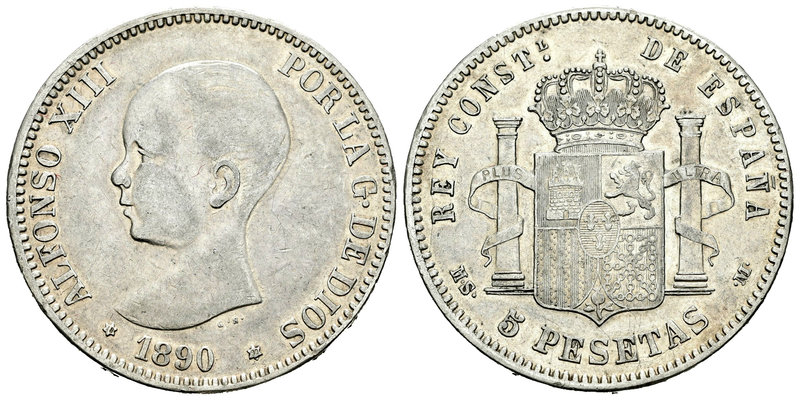 Alfonso XIII (1886-1931). 5 pesetas. 1890*18-90. Madrid. MSM. (Vti-122Fc). Ag. 2...