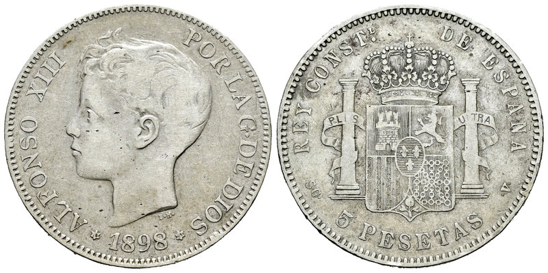 Alfonso XIII (1886-1931). 5 pesetas. 1898*18-98. Madrid. SGV. (Vti-132F variante...