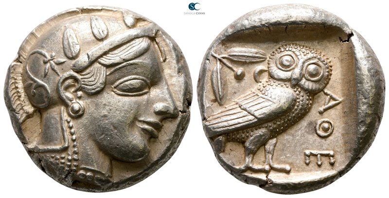 Attica. Athens 455-449 BC. Tetradrachm AR

23mm., 17,18g.

Head of Athena wi...