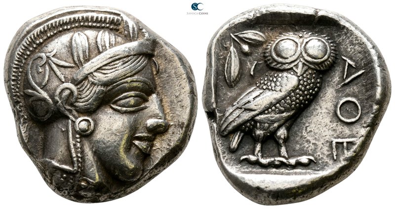 Attica. Athens 454-404 BC. Tetradrachm AR

24mm., 17,24g.

Head of Athena ri...